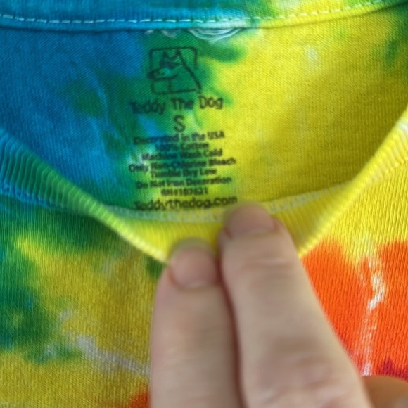 Teddy The Dog Peace Dog Tye Dye Multicolor S/S T-Shirt - Picture 3 of 6
